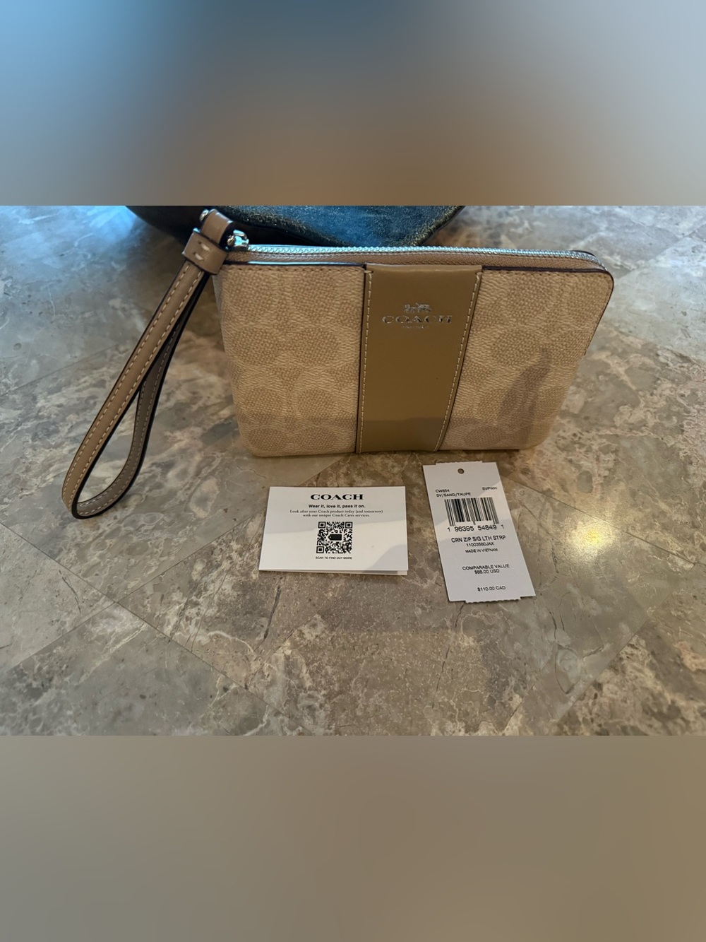 Coach Corner Zip Wristlet in Signature Canvas